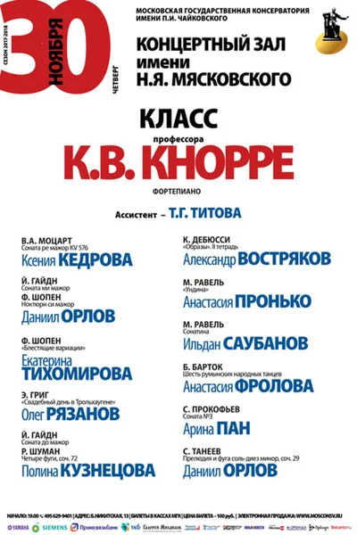 Класс профессора К. В. Кнорре (фортепиано)