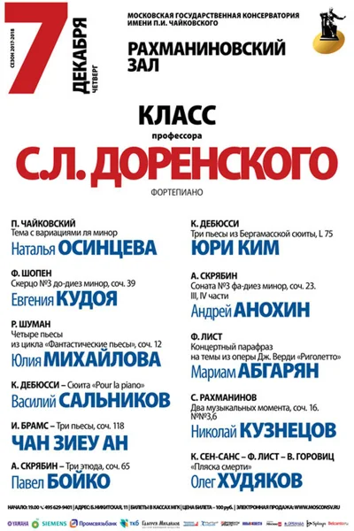 Класс профессора С. Л. Доренского (фортепиано)