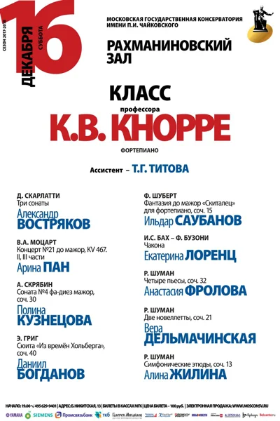 Класс профессора К. В. Кнорре (фортепиано)