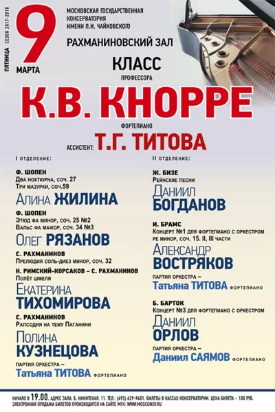 Класс профессора К. В. Кнорре (фортепиано)