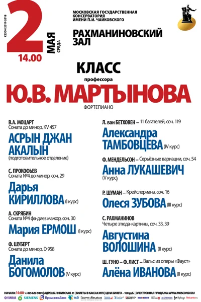 Класс профессора Ю. В. Мартынова (фортепиано)