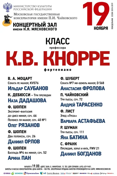 Класс профессора К. В. Кнорре (фортепиано)