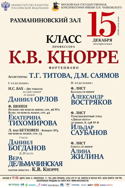 Класс профессора К.В. Кнорре (фортепиано)