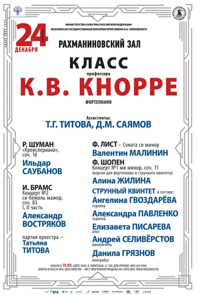 Класс профессора К. В. Кнорре (фортепиано)