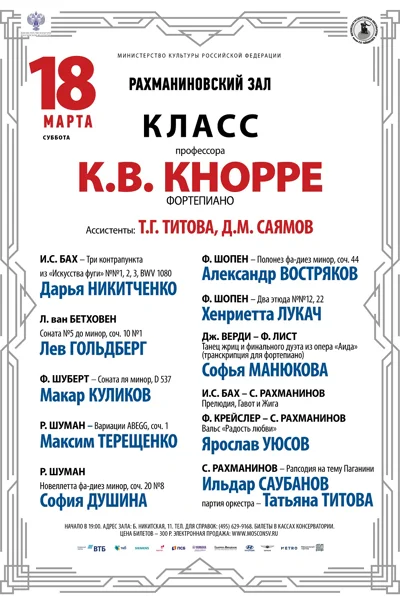 Класс профессора К.В. Кнорре (фортепиано)
