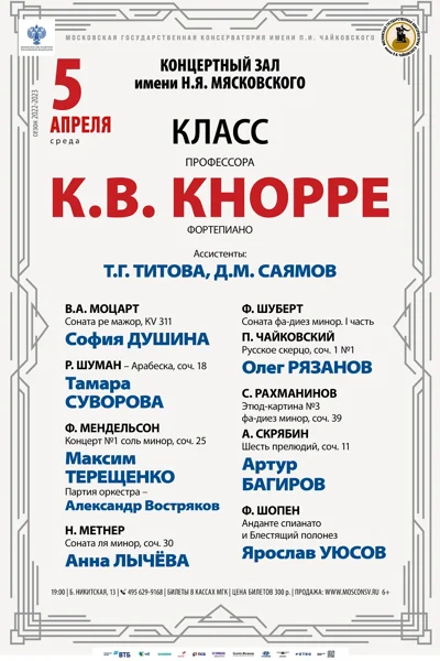 Класс профессора К. В. Кнорре (фортепиано)