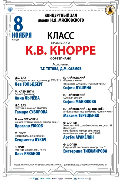 Класс профессора К.В. Кнорре (фортепиано)