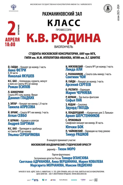 Класс профессора К.В. Родина (виолончель)
