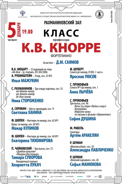 Класс профессора К. В. Кнорре (фортепиано)