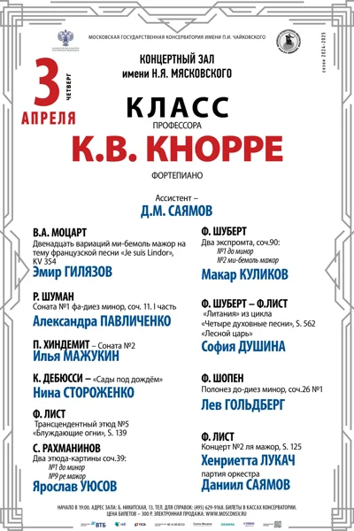Класс профессора К.В. Кнорре (фортепиано)
