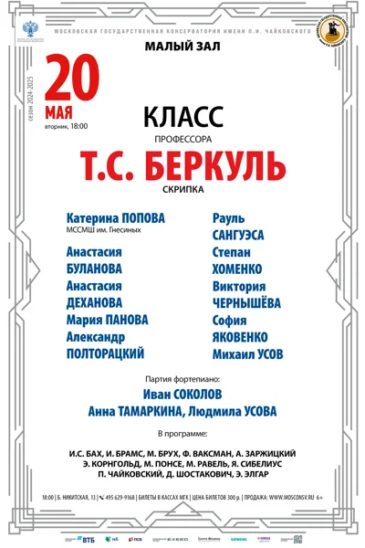 Класс профессора Т.С. Беркуль (скрипка)