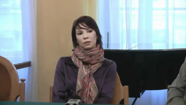 Press conference about the competition for the composing of music for the ballet Chaplin. Maria Alexandrova