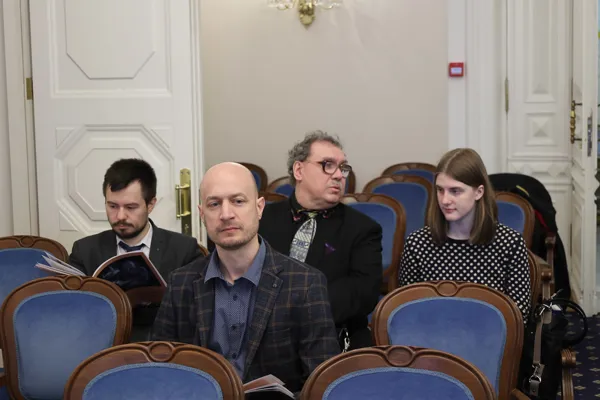 Участники и гости Международной научной конференции «Николай Голованов и современные пути развития духовной музыки»: И.А. Корженевский, П.С. Антонов, А.П. Панов